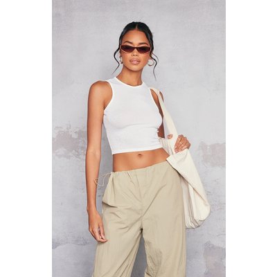 Ivory Burnout Mesh Racer Crop Top