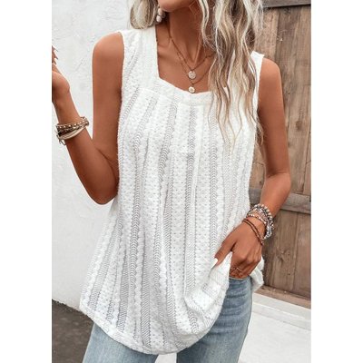 Breathable Square Neck White Tank Top