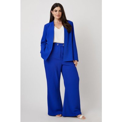 Womens Curve Double Button Wide Leg Trousers