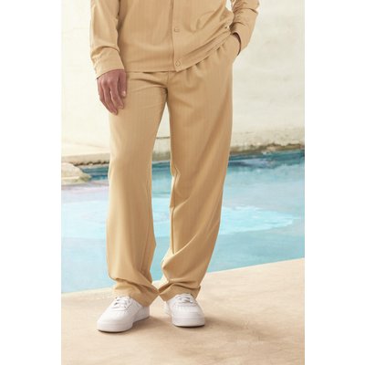 Men's Elastic Waist Relaxed Pinstripe Trouser - Beige - M, Beige