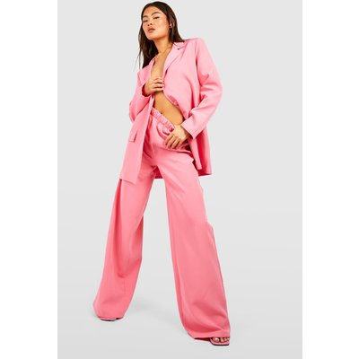 Womens Slouchy Wide Leg Tailored Trousers - Pink - 14, Pink