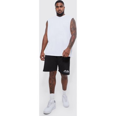 Womens Plus Oversized Homme Vest T-Shirt & Short Set - White - Xxxl, White