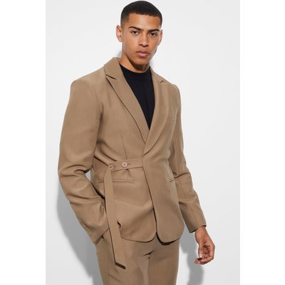 Men's Slim Tie Front Suit Jacket - Brown - 38, Brown