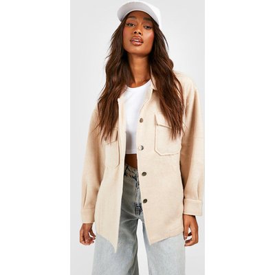 Womens Soft Touch Oversized Shacket - Beige - M, Beige