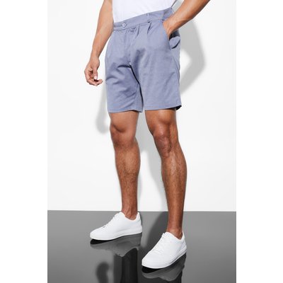 Mens Grey Fixed Waist Slim Stripe Formal Short, Grey