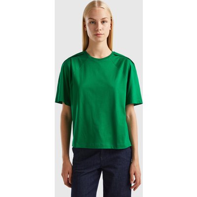 Benetton, Boxy Fit T-shirt, size M, Green, Women