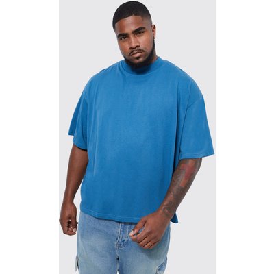 Womens Plus Oversized Extended Neck Boxy T-Shirt - Blue - Xxxxl, Blue