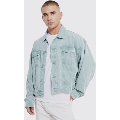 Men's Boxy Fit Acid Wash Cord Jacket - Green - M, Green