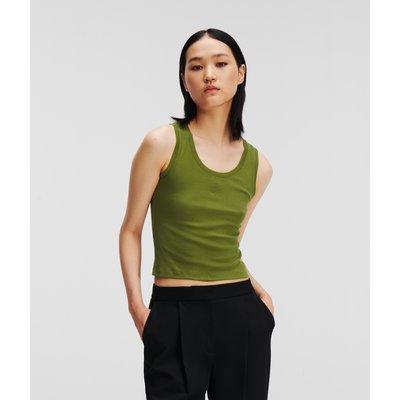 Karl Lagerfeld, Rib Tank Top, Woman, PESTO GREEN, Size: M