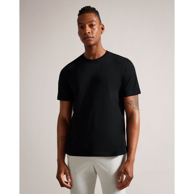 Ted Baker Men's Short Sleeve Regular Fit Plain T-Shirt in Black, Tywinn, Cotton