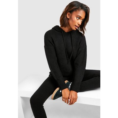 Womens Soft Knit Hoodie & Trouser Co-Ord - Black - 14, Black