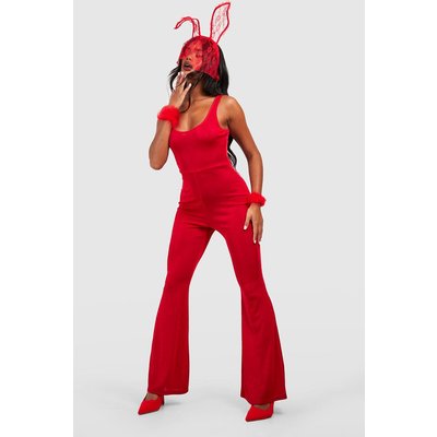 Womens Slinky Scoop Neck Skinny Jumpsuit - Red - 12, Red