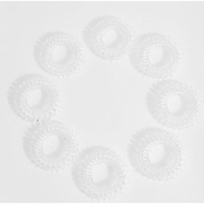 Womens Clear Spiral Hair Bobbles - White - One Size, White