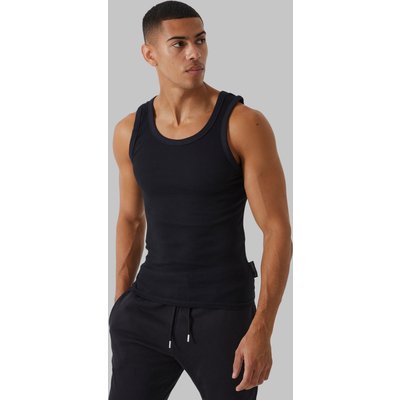 Men's Active Ribbed Muscle Vest - Black - Xs, Black