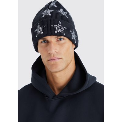 Womens Pearl Star Beanie - Black - One Size, Black