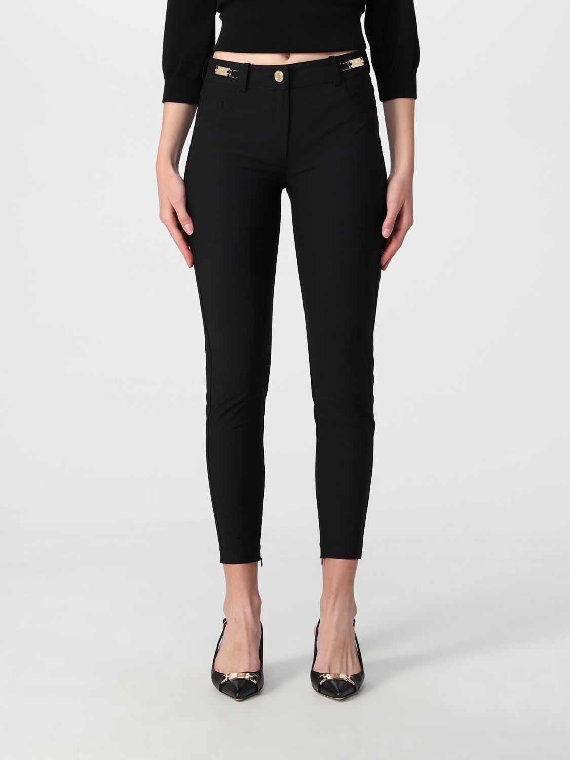 Elisabetta Franchi cropped trousers with clamps