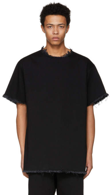 Marques Almeida SSENSE Exclusive Black Classic Oversized Denim T-Shirt