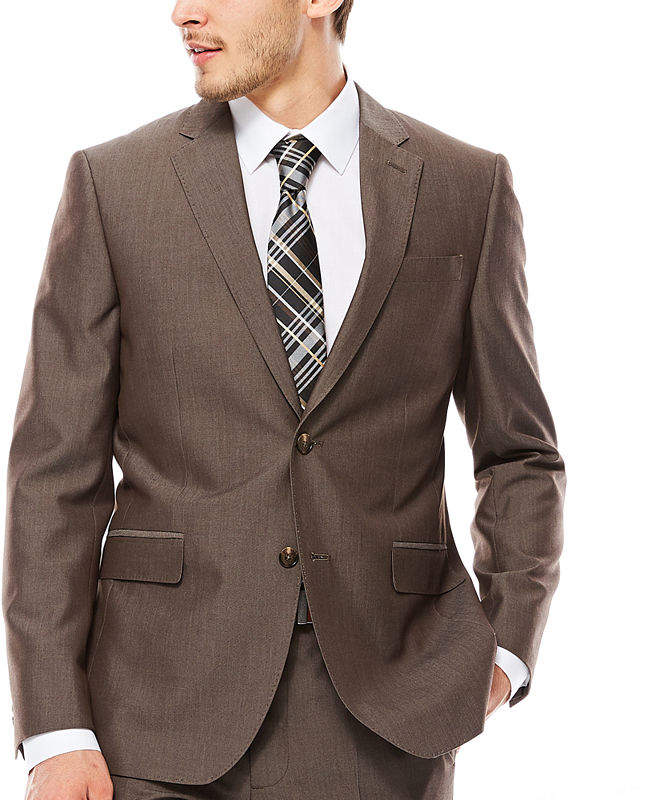 JF J.Ferrar JF J. Ferrar End on End Taupe Slim-Fit Jacket