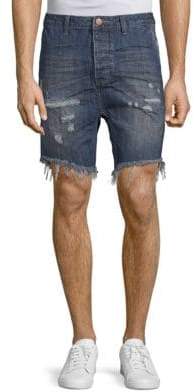 Relaxed-Fit Distressed Denim Shorts