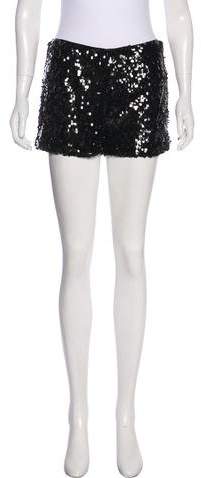 Halston Heritage Sequined Mid-Rise Shorts