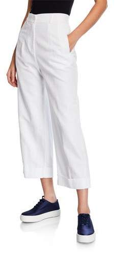 Aspesi Cuffed Wide-Leg Twill Pants w/ Pockets