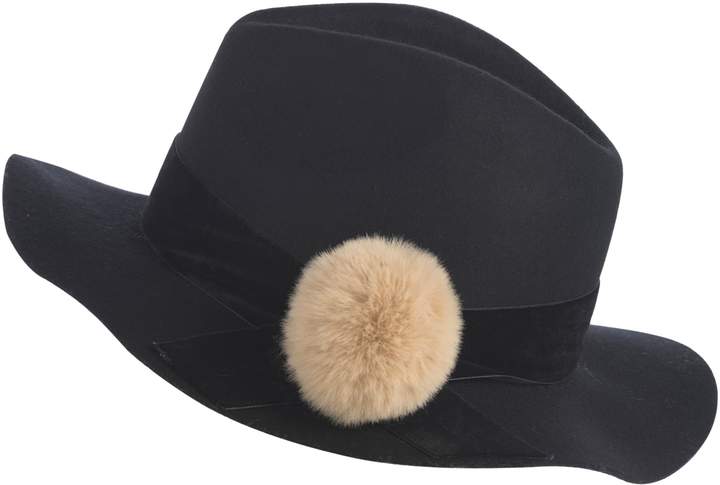 Shiraleah Beata Wool Fedora with Faux Fur Pompom