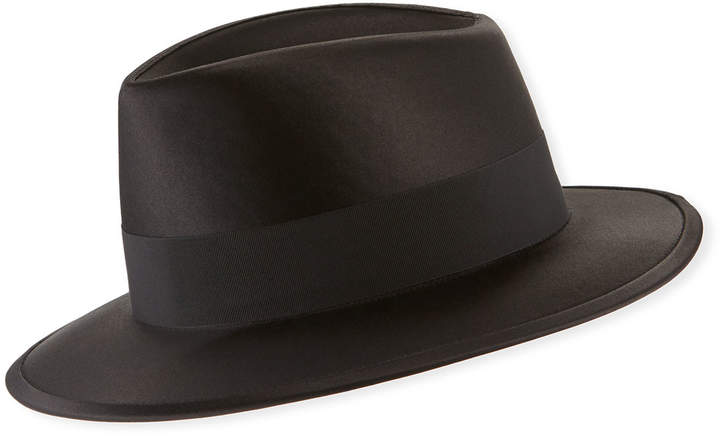 Saint Laurent Satin Fedora Hat