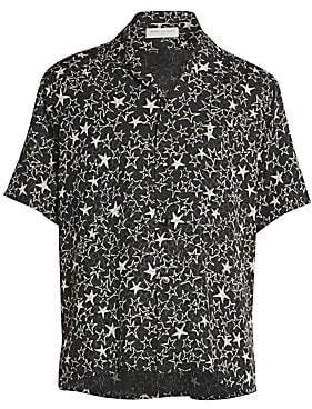 Saint Laurent Men's Metallic Star Print Silk Shirt