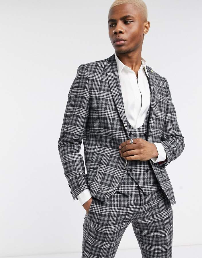 Twisted Tailor suit jacket in gray check