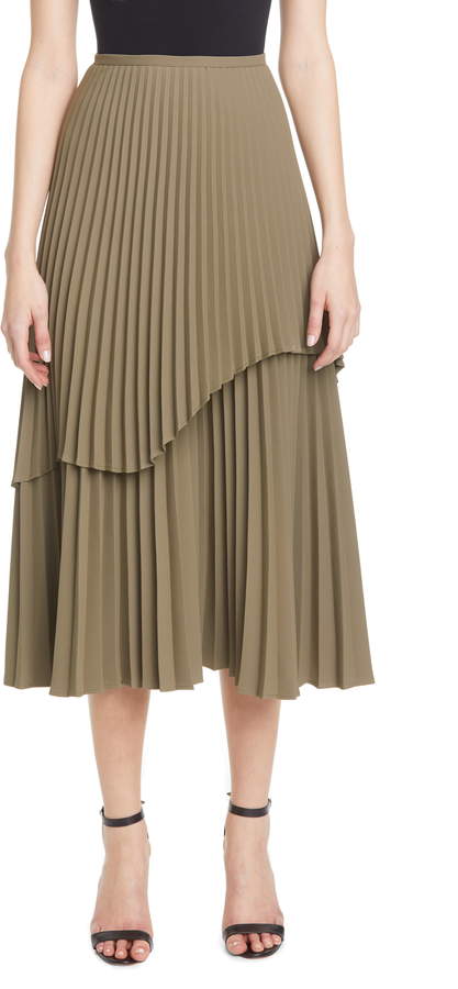 Beaufille Pleated Double Layer Midi Skirt