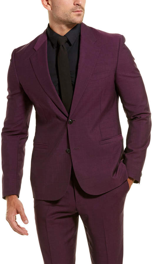 Versace 2Pc Wool & Mohair-Blend Suit With Flat Pant