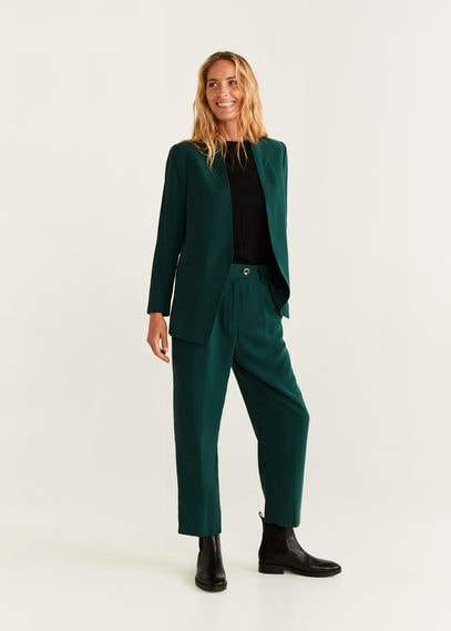 MANGO - Unstructured suit blazer green - XS - Women