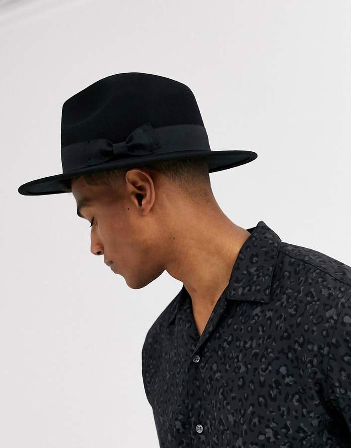 Asos Design ASOS DESIGN fedora hat in black with size adjuster