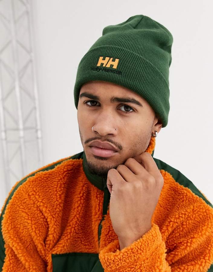 Helly Hansen Yu beanie in khaki with orange logo