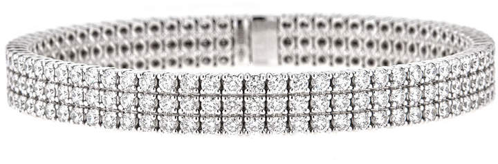 ZYDO 18k White Gold Diamond 3-Row Bracelet, 6.85tcw