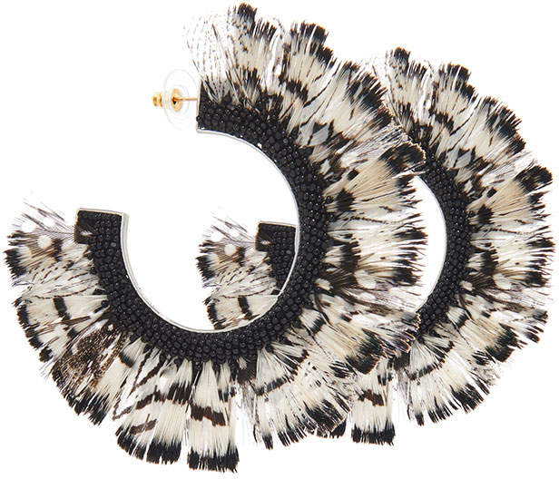 Mignonne Gavigan Fiona Feather Hoop Earrings, Black/White