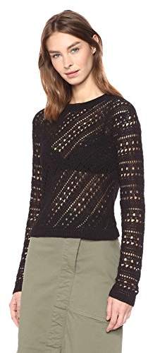 Theory Women's Long Sleeve Crochet Crewneck Sweater