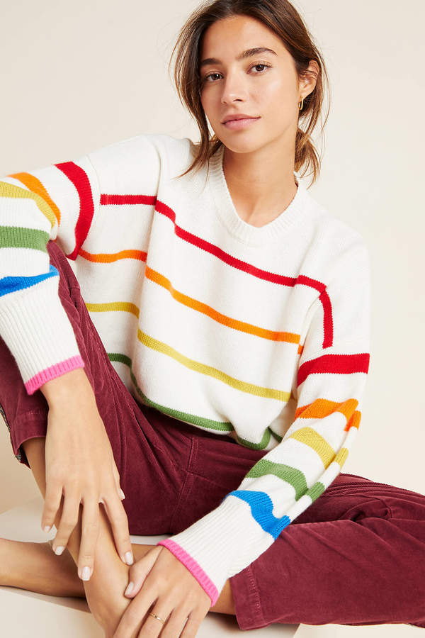 Sundry Striped Rainbow Sweater