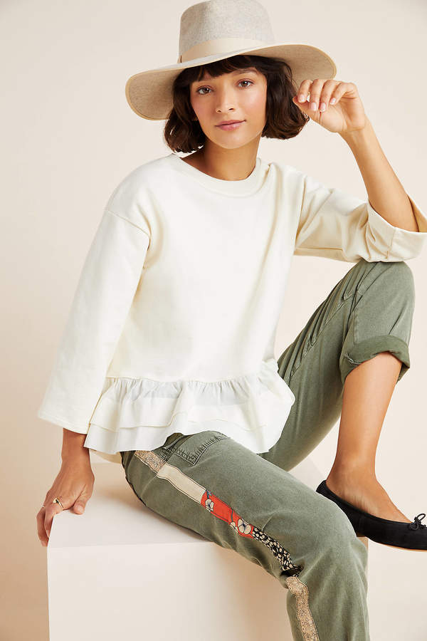 Eri + Ali Cypress Ruffle-Hemmed Pullover