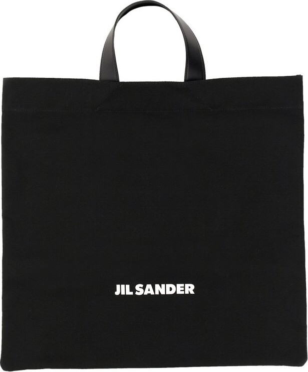 Jil Sander Logo Printed Large Tote Bag