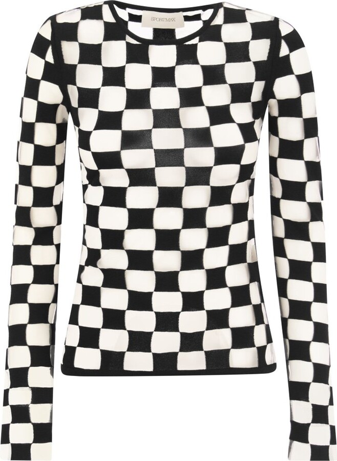 Sportmax Checkerboard Effect Crewneck Knitted Jumper