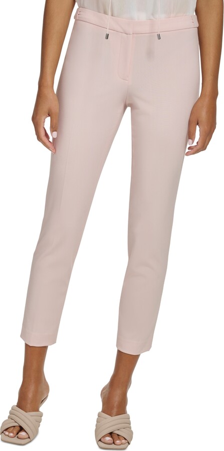 Calvin Klein Petite Flat Front Button-Tab Mid Rise Highline Ankle Pants