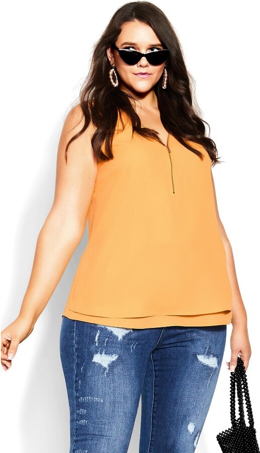 CITY CHIC | Women's Plus Size Stylish Zip Top - gold - 20W