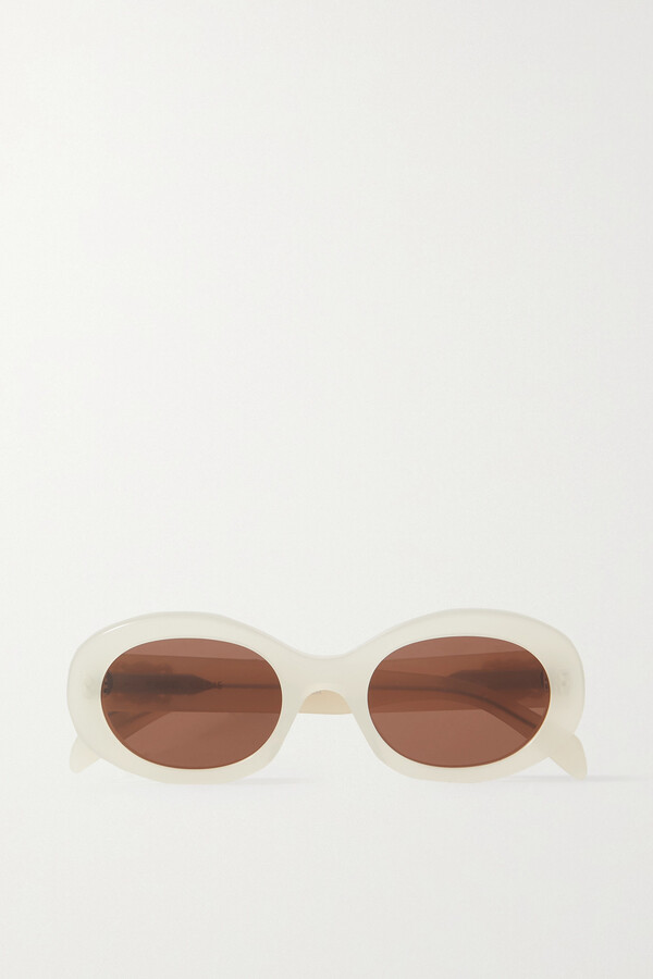 CELINE Eyewear - Triomphe Oval-frame Acetate Sunglasses - Ivory