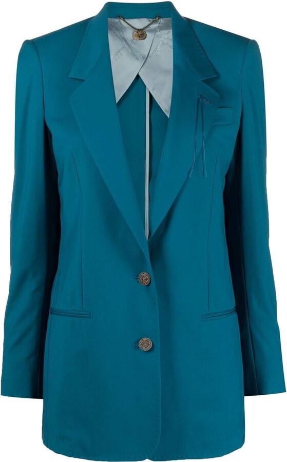 Notched-Collar Single-Breasted Blazer