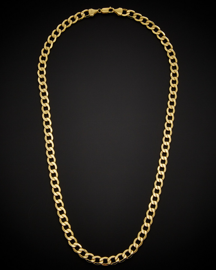 14K Italian Gold Air Solid Curb Link Necklace