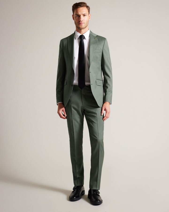 Pure Wool Suit Trousers in Green