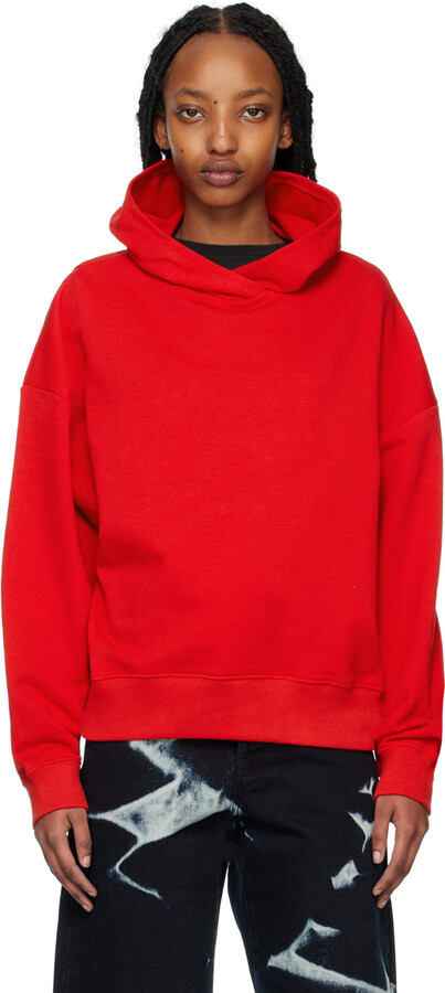 Dries Van Noten Red Dropped Shoulder Hoodie