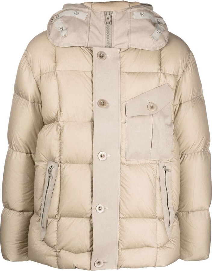 Hooded Button Fasten Puffer Jacket