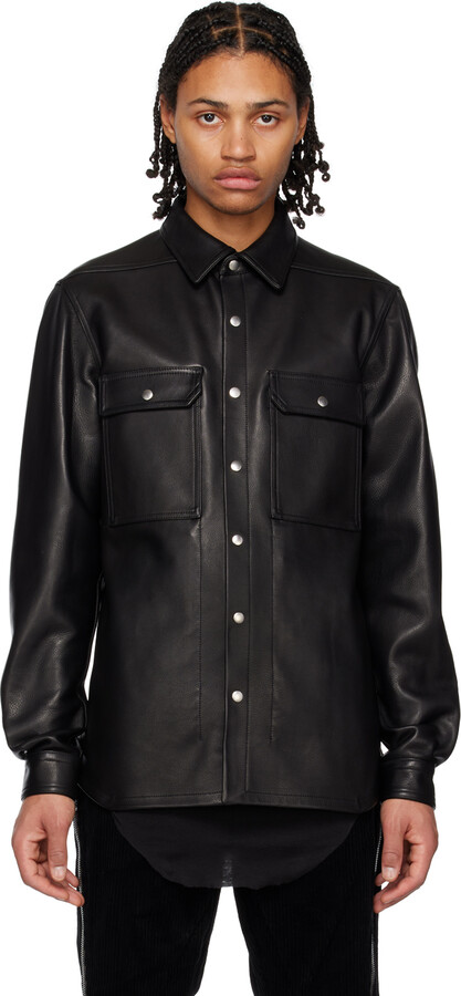 Rick Owens Black Outershirt Leather Jacket